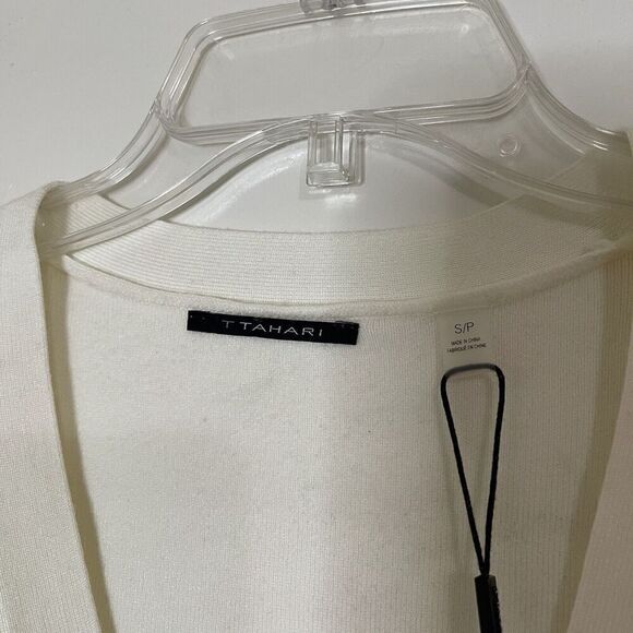 NWT T Tahari ivory knit classic pearl button cardigan sweater elegant small - Picture 5 of 7